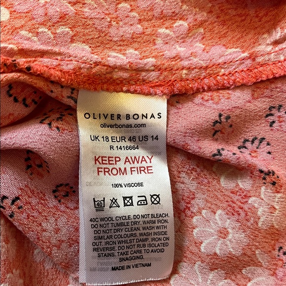 Oliver Bonas Vibrant Floral Long Sleeve Dress Size 14 - Picture 12 of 12